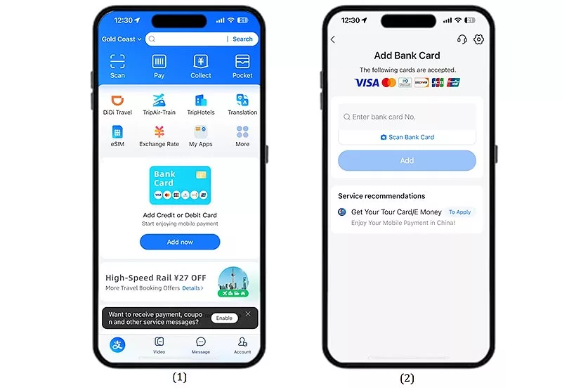 Use Alipay for travel in China