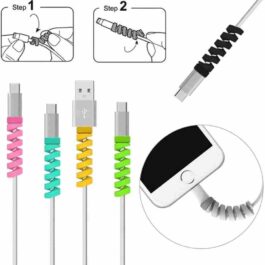 Spiral Cable Protector Cord Saver (Multicolored) (Set of 8)