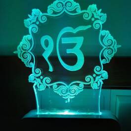 3D Illusion Acrylic Color Changing ek onkar LED Night LAMP
