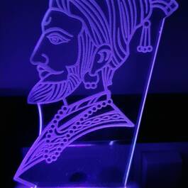 3D Illusion Acrylic Color Changing Chhatrapati Shivaji Maharaj LED Night LAMP Plug