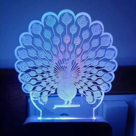 3D Illusion Acrylic Color Changing Peacock LED Night LAMP Plug
