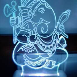 3D Illusion Acrylic Color Changing Ganpati LED Night LAMP Plug