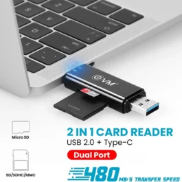 All-in-1 KDM Cardreader USB 3.0/USB C/Micro USB Card Reader – SD, Micro SD, SDHC, Micro SDHC, Micro SDXC Memory Card Reader for PC Phones with OTG Function