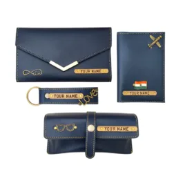 PU Leather Customized/Personalised All in One Women’s Wallet Combo Gift (4 pcs) (Multicolour)