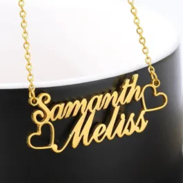 Couple Two Heart Name Pendant