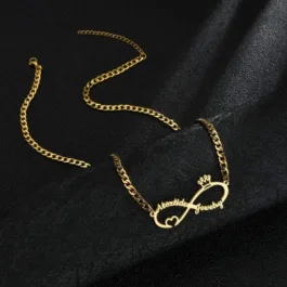 Infinity Heart & Crown Name Necklace