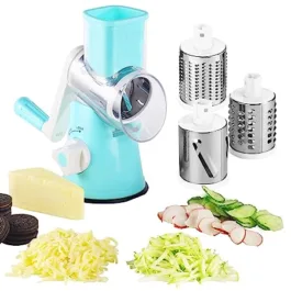Rotary Cheese Grater – 3-in-1 Stainless Steel Manual Drum Slicer, Rotary Graters for Kitchen, Food Shredder for Vegatables, Nuts and Chocolate