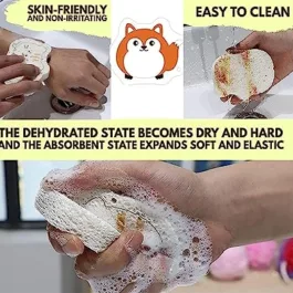 Multi-functional Cartoon Dish washing Sponge, Compressed Wood Pulp Sponge Dishes Wash, Super Absorbent Sponge Block, Body Shower Sponge, Reusable Non-Scratch Dual-Sided Dish Washing Sponge ( MULTI-DESIGN & COLOR ) (PACK OF 4)