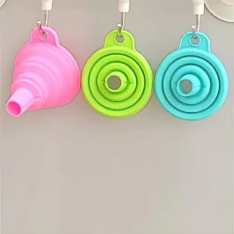 Silicone Funnel for Kitchen Use Oil Pouring, Sauce, Water, Juice, Silicone Round Funnel Multicolor – Pack of 2