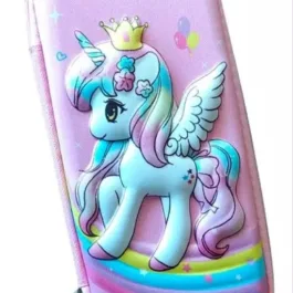 Light Pink Heart Unicorn Hardtop Pencil Case with Compartments – Kids