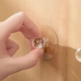 Diamond Crystal Shaped Hook, Clear Cabinet Drawer Knobs for for Wardrobe, Kitchen Cupboard,Bathroom Dresser, Furniture Door Window (Pack Of 2)
