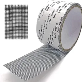 Mosquito Net Patch Repair Tape Self-Adhesive, Size -2 Meter x 50 MM (Pack of 1), Door Net, Window Net and Insect Mesh Patch Tape for Torn Nets, Grey & Black