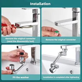 1080° Swivel Faucet Aerator Rotatable Multi-Functional Extension Faucet, Faucet Extender for Taps, Tap Extender for Kitchen Sink with 2 Modes Splash Extension Faucet Filter