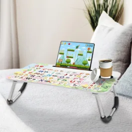 Multi-Purpose Laptop Study Table for Children Bed Foldabe Table Work Office Gaming Home with Tablet Slot & Cup Holder