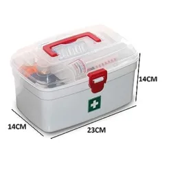 Plastic Rectangular Medicine Box, Medical Box, First aid Box, Multi Purpose Storage Box with Handle (White)