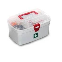 Plastic Rectangular Medicine Box, Medical Box, First aid Box, Multi Purpose Storage Box with Handle (White)