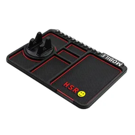 Anti-Slip Car Dashboard Mat with Phone Holder & Aromatherapy – Universal Non Slip Sticky Rubber Pad with 2 Aroma Sticks & Radium Night Glow for Smartphone, GPS Navigation- Black