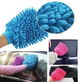 Microfibre Wash and Dust Chenille Mitt Cleaning Gloves