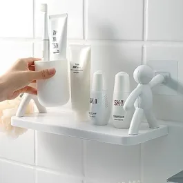 Kitchen and Bathroom Shelf, Adhesive Non-Drilling Wall-Mounted Storage Rack, Self Adhesive Stand for Soap, Liquid Bottles and Spices