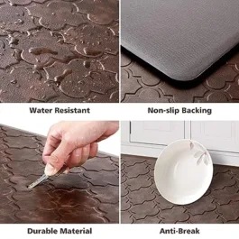 Kitchen Mat Cushioned Anti Fatigue Floor Mat,17.3″x60″,Thick Non Slip Waterproof Kitchen Rugs and Mats,Heavy Duty PVC Foam Standing Mat for Kitchen,Floor,Home,Office,Desk,Sink,Laundry,Brown