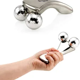 Mini Manual Roller Massager 360 Rotate Roller Face Body Massager Fo Skin Lifting Face Lifting Wrinkle Remover an Facial Massage Relaxation and Skin Tightening-Tool(Silver)