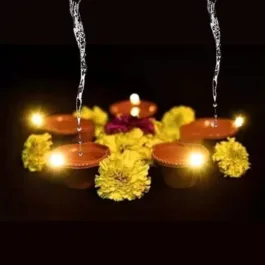 Water Sensor LED Diya Candle with Water Sensing Technology Magic-Diya, Warm White Lights, Battery Operated (5-Diya)