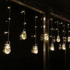 6+6 LED Glitter String Light 2.5 Meter for Diwali Decoration, Curtain Strip Led Light Perfect for Christmas, Wedding, Party (Warm White) (Ball)