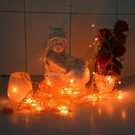 LED String Serial Light 12 Meter Flexible Copper LED Serial String Lights for Home Decoration Diwali Indoor Outdoor Garden Decoration Christmas (Orange)(Pack-of-1)