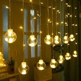 12 Wish Balls 108 LED Wish Balls Window Curtain String Lights with 8 Flashing Modes Decoration for Home (Warm White)(Plastic)