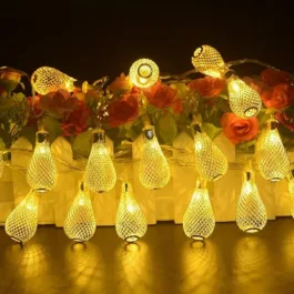 Decorative String Lights, Golden Metal Drop 16 Led Decoration Lights,Warm White (Yellow) 4Meter