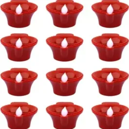 Big LED E-Diya Candle with Water LED Sensor – Decorative Electric Diya Lamp with Water-Activated LED Lights for Diwali Decoration, Home Decoration(Brown Water Diya Big Led Pack of 12)