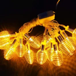 Golden Spring String Lights 16 LED Circular Metal Golden Spring10 Ft Rise Light for Diwali Decoration Valentine Day Decoration Romantic Mood Light for Diwali