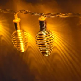 Golden Spring String Lights 16 LED Circular Metal Golden Spring10 Ft Rise Light for Diwali Decoration Valentine Day Decoration Romantic Mood Light for Diwali
