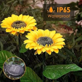 New Upgraded Outdoor Sunflower Solar Yard Decor Garden Stakes, Artificial Solar Powered Sunflowers Flowers Decorative Lights for Yard Garden Patio Porch Backyard Pathway Cemetery