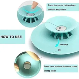 uddan Fashion (Pack of 4) Silicone Stopper and Filter Drain Stopper/Strainer/Hair Catcher for Bathroom/Wash Basin/Kitchen Sink/Bathtub Sealer Cover (Standard Size 4 Inch – Random Colour)