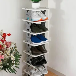 Plastic Foldable Shoe Rack, Shoes Rack for Home, Plastic Adjustable Shoe Rack, Foldable Shoe Stand, Shoe Storage Organizer (8 Layer)