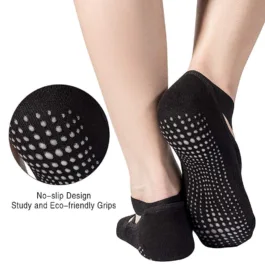 Yoga Socks for Women Anti slip Anti-Skid Pilates Dance Ballet Cotton Walking & Bikram Fitness Socks Open Toe Socks with Grips & Cross-Straps Thick Martial
