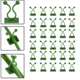 30PCS Wall Plant Climbing Clip WIDELY Used for Holding Plants, Reusable Plastic Plant Support Clips | Self Adhesive Plant Vine Backed Twist Clips (Green)