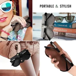 Leather Sunglasses Case,Traveling Eyewear Glasses Case, Portable Slim Sunglasses Pouch,Case Button Eyewear Hook Cases,Cover,Pouch Box Sunglasses, Spectacles & Goggles For Men & Women