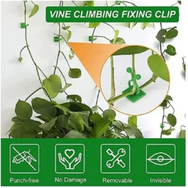 30PCS Wall Plant Climbing Clip WIDELY Used for Holding Plants, Reusable Plastic Plant Support Clips | Self Adhesive Plant Vine Backed Twist Clips (Green)
