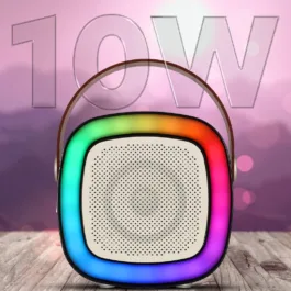 Party POP LM BT1116 Bluetooth Speaker with 10W RMS Stereo Sound, Wireless Mic with 3 Voice Converter, RGB Lights, 8Hrs Non-Stop Music, Multi-Compatibility Modes and Type-C Charging (Beige)