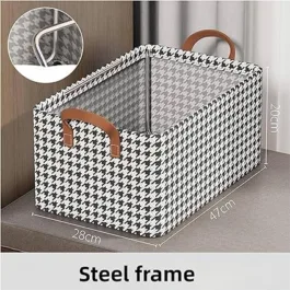Cupboard Organiser Storage Box for Clothes Jeans Sarees Toys, Double Layer Cloth with Steel Frame (48x30x20 cms – 26 Litres