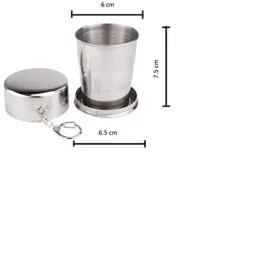 Portable Folding Stainless Steel Travel Camping Water Mug Cup Glass -150ml, Silver