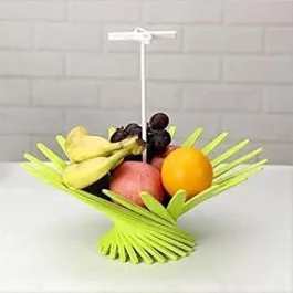 Folding Washing Vegetables and Fruit Draining Basket Strainer, Fruit Basket for Dining Table, Drain Bask (Multi Color) (Pack of 1)