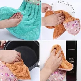 Soft Coral Velvet Towel Bathroom Supplies Cute Hand Towel Absorbent Microfiber Cloth Cartoon Animal Hanging Dishcloths Kitchen Accessories | Tableware Household Cleaning Towel