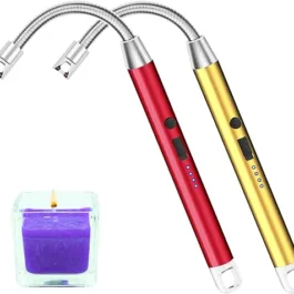 Electric Lighter USB Rechargeable arc Plasma Lighter with LED Battery Display Safety Switch Power Indicator,Longer Flexible Neck for Camping Candle Cooking (VSO10821)