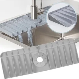 Kitchen Faucet Mat, Silicone Sink Mat Sink Splash Guard, Faucet Absorbent Mat, Kitchen Sink Splash, Drying Mat for Kitchen, Farmhouse and RV, Kitchen Accessories