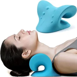 Neck Relaxer | Cervical Pillow for Neck and Shoulder Pain | Cervical Traction Device for Neck Pain Relief Product Kit | Neck Cloud Massager | Medical Grade Material | Sky Blue (sky blue)
