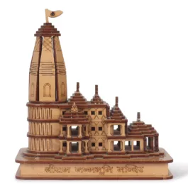 Shri Ram Mandir Ayodhya 3D Model Wooden 6 inches Decorative Showpiece