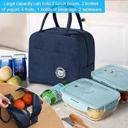 Lunch Bag, Oxford Cloth with Humanized Handle, Reusable Hot and Cold Retention Lunch Bag, Large Work Capacity